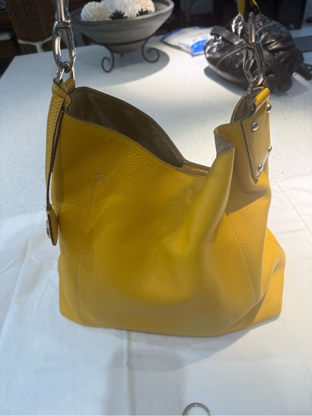 Dooney & Bourke Yellow Leather Shoulder Hobo - Picture 2 of 4
